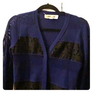 Chic DVF cardigan + zipper skirt